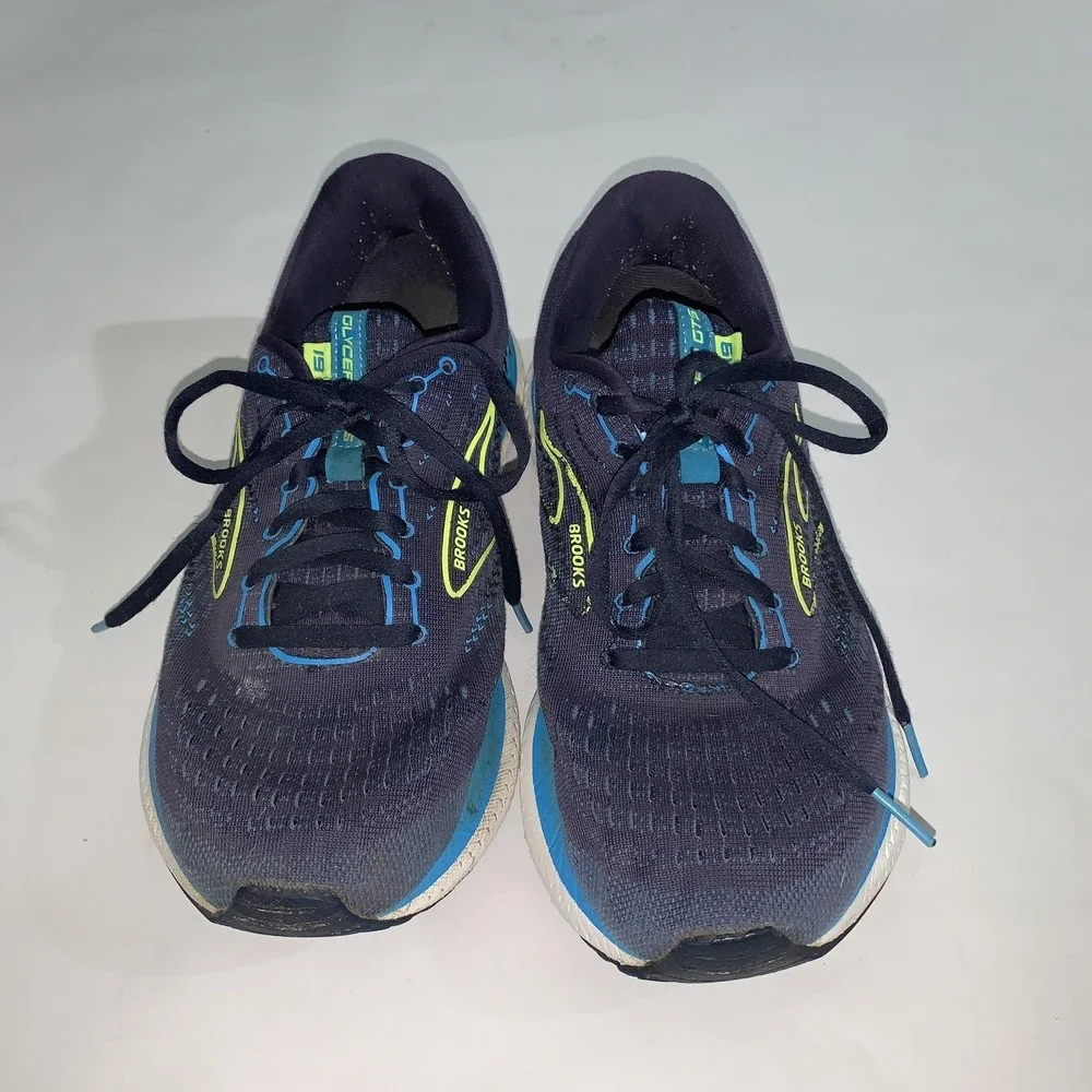 Brooks Glycerin GTS 19 Shoes Mens Size 9.5 Blue Mesh Running Sneakers Cushioned